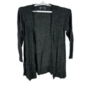 Karen Scott Women's Open Front Cable Knit Cardigan Size 1X Charcoal Gray
